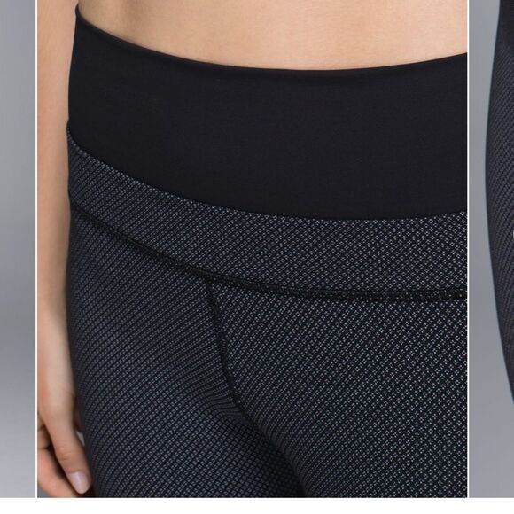 Lululemon En Route Crop Diamond Dot Black White / Black size 6 in EUC - Picture 2 of 8